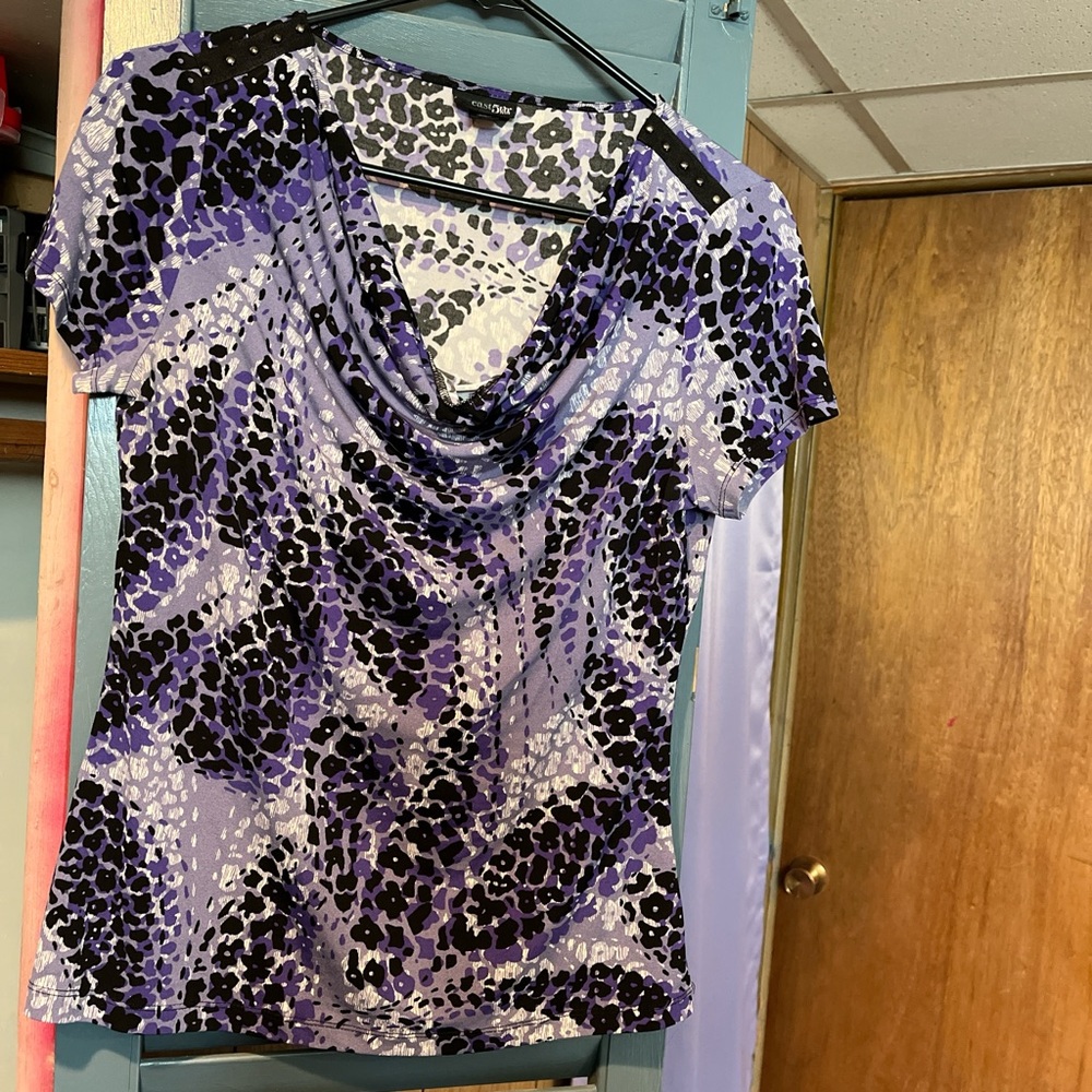 Purple and Black Women's Top